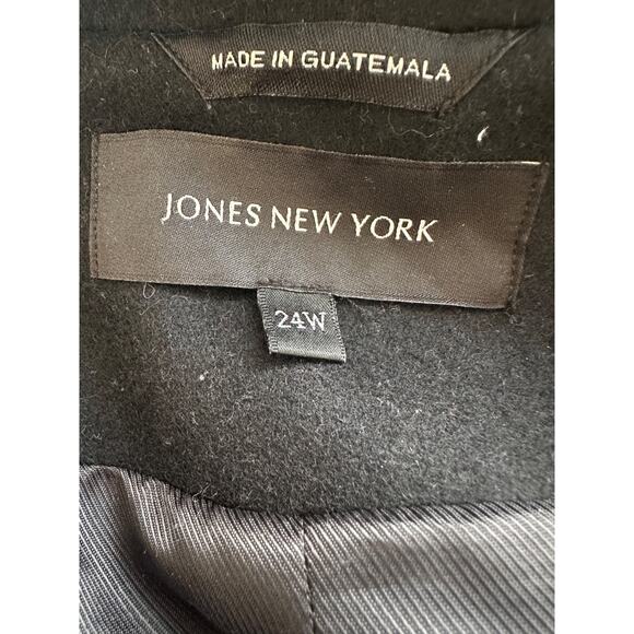 Vintage 90's Womens 24 W Extra LONG black wool maxi coat Jones New York classic - Picture 10 of 12